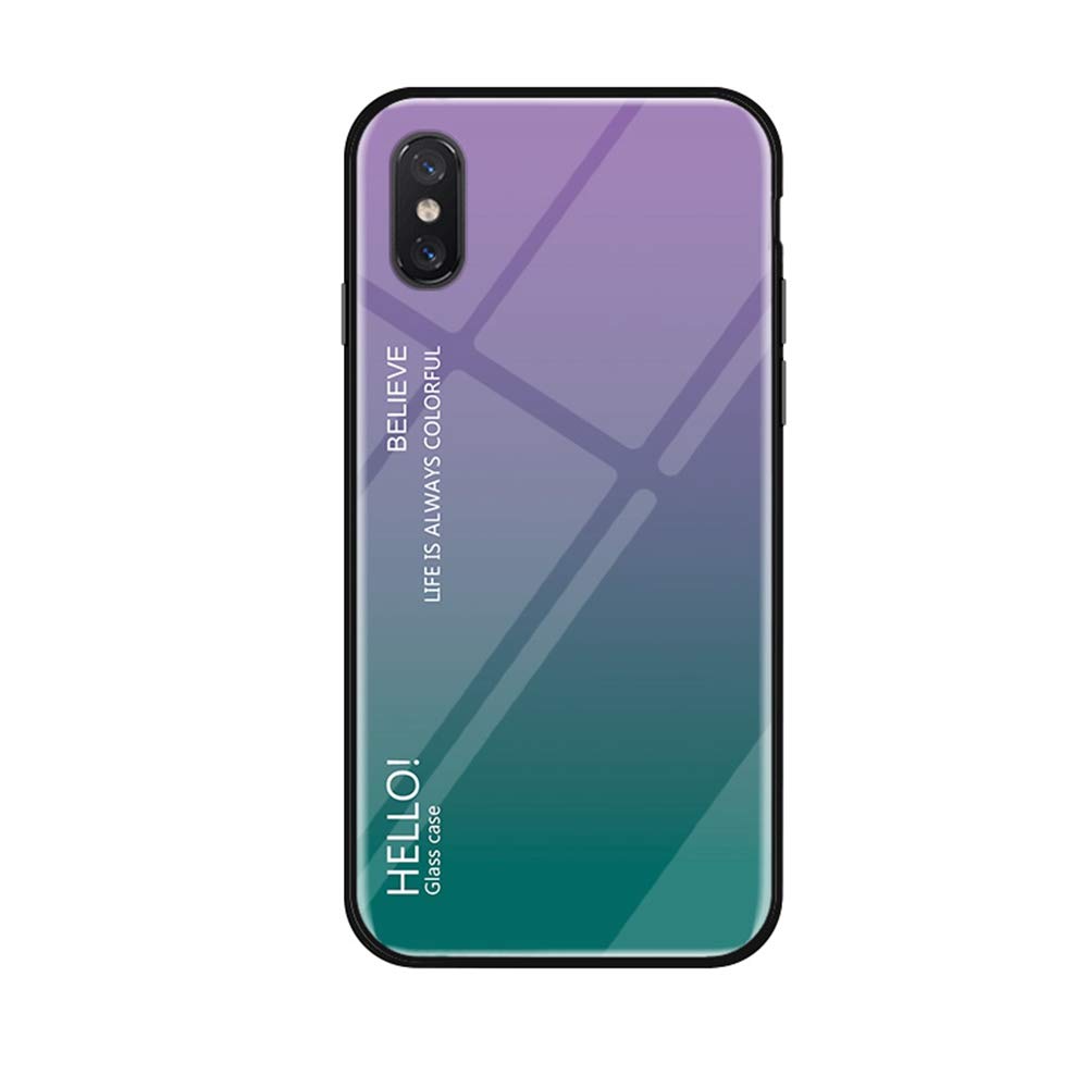 MadBee Case for Xiaomi Mi 8 Pro [with Screen Protector],9H Tempered Glass Back Cover [Gradient Color Design] + Soft TPU Silicone Bumper [Shock Absorption] Fully Protective Case (Purple)