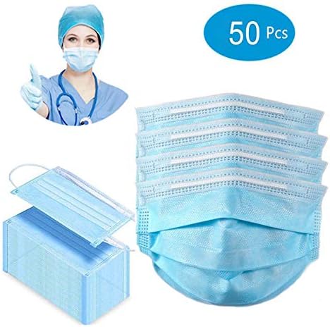 50pcs Disposable Mouth Cover Blue,3 Layer Face Mouth Cover - Reusable or Disposable