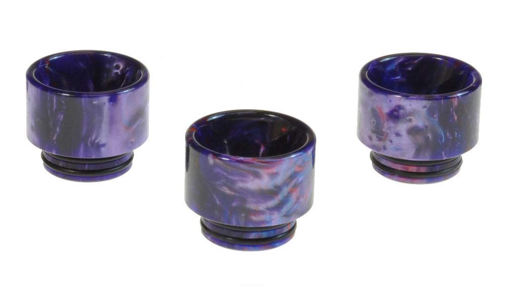 Armerah Anti Spit Back 810 Drip Tip eCig Mouthpiece Short/Extra-Wide Epoxy Resin 3 Pack Purple