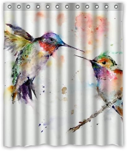Try Everthing High Quality And New Fashion Hummingbird Watercolor Painting Shower Curtain (60inhes x 72inhes)