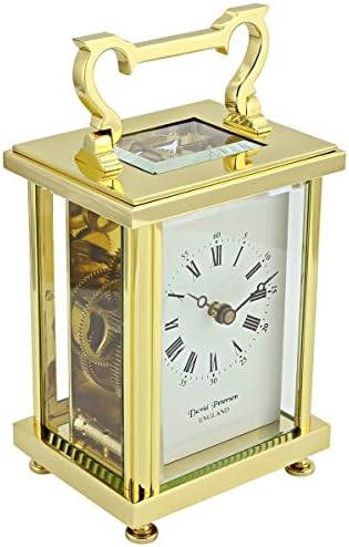 Gold Flat Brass 8 Day Mechanical Carriage Clock by David Peterson