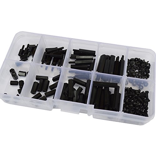 M2 Male To Female Nylon Hex Standoff Plastic Thread Motherboard Spacer Prototyping Accessories For PCB, Quadcopter Drone, Computer & Circuit Board Assortment Kit;Black - Thumbnail 3