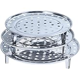 Walquicks Round Stainless Steel Steamer Rack, 3 Pack Diameter Canner Steaming Rack Stand Cooking Ware Food Vegetable Steam Ba