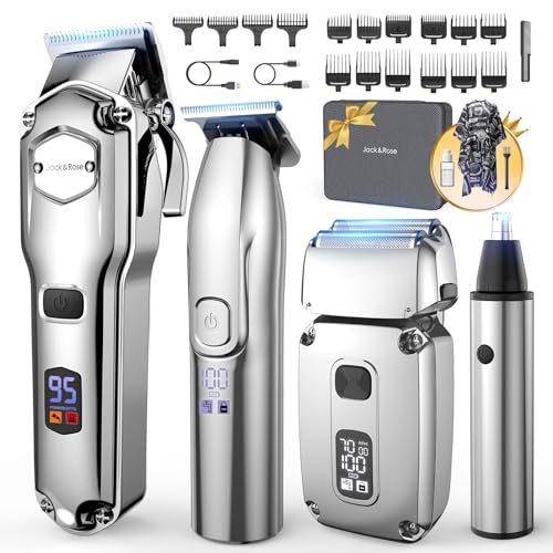 Jack & Rose Hair Clippers Men and Trimmer Set,Cordless Clippers for Men Haircut,Beard Trimmer and Shaver,Professional Grooming kit/Barber Kit for Nose,Body