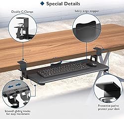 BONTEC Keyboard Tray Under Desk, Pull Out Keyboard