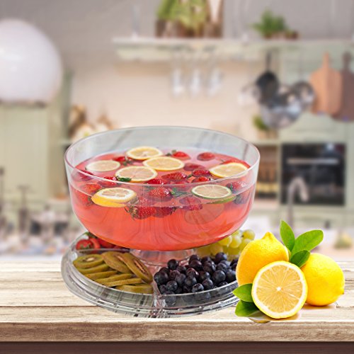 KARMAS PRODUCT 6 in 1 Cake Stand with Dome Lid,Multifunctional Serving Platter and Cake Plate, Salad & Punch Bowl,Clear Acrylic,12" - Thumbnail 2