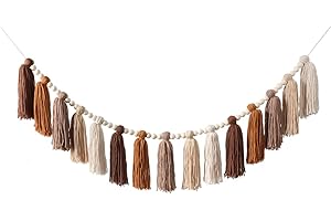 DRCOR DREAMING DECOR DrCor Boho Terracotta Rainbow Tassel Garland – Western Handmade Yarn Banner for Nursery, Kids Room, Baby Shower, Birthday Party, Fall Classroom & Warm Home Wall Decor