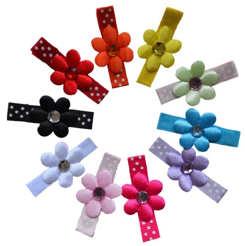 10 PIECE SATIN FLOWER GIRLS NO SLIP ALLIGATOR HAIR CLIP SET WITH FREE HAIR BOW HOLDER!