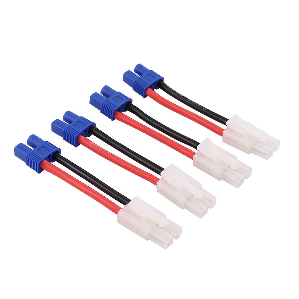 OliRC 4pcs EC3 Style Female to Tamiya Male Connector Adapter - 14awg 2in Wire(C22-4)