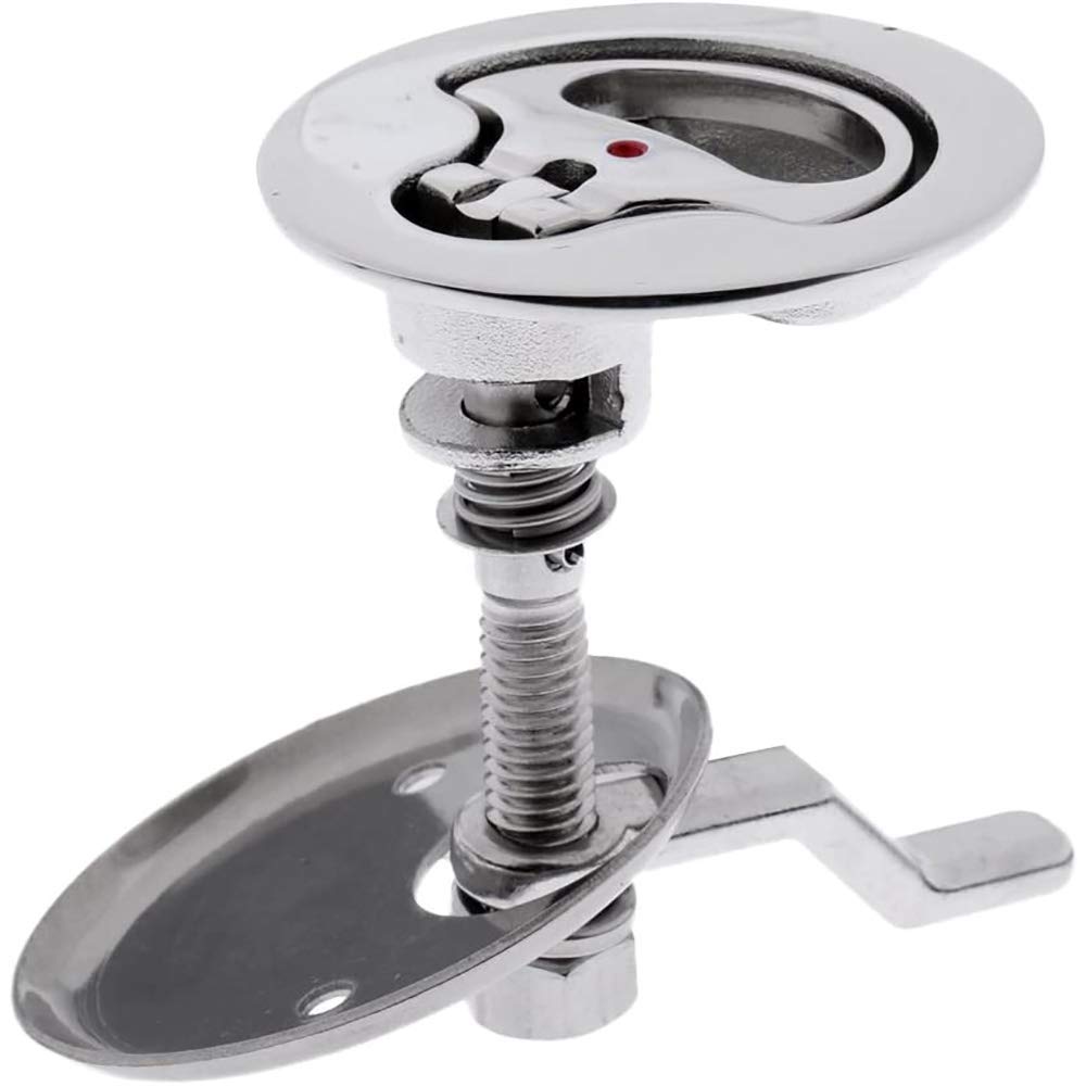 POFET 52mm Boat 316 Stainless Steel Flush Mount Pull Hatch Cam Latch Lift Handle with Back Plate, Silver