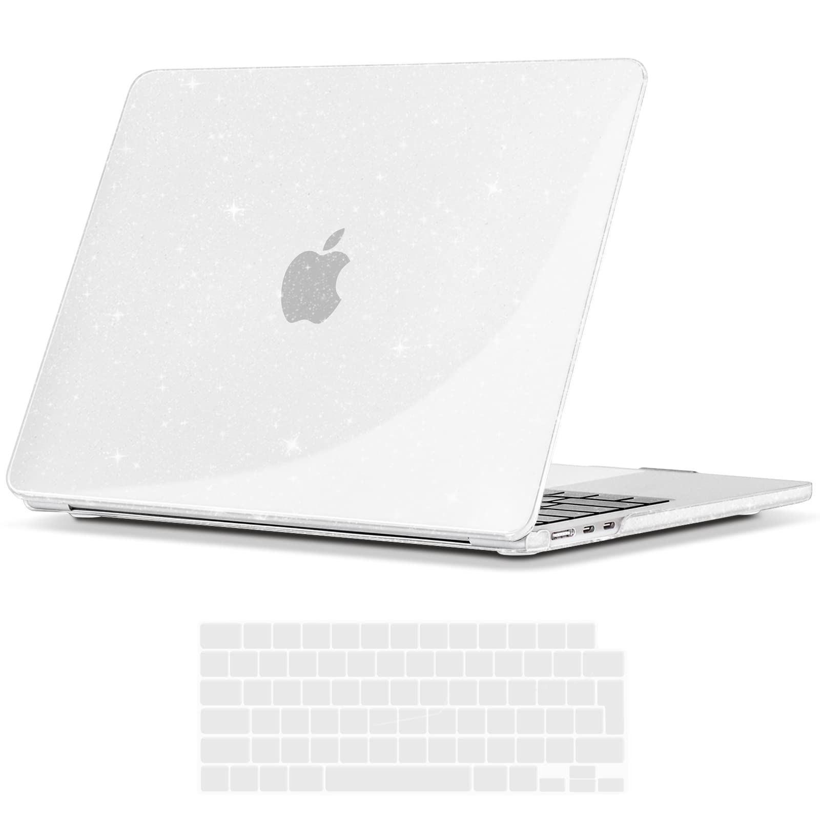 TECOOL Case compatible with MacBook Air M5 M4 M3 M2 15 inch 2023-2026 (A3448 A3241 A3114 A2941), Plastic Snap On Hard Shell Cover & UK EU Keyboard Protector, Glitter Clear (Glossy) — image 1