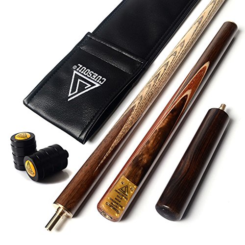 CUESOUL 57 Inch 3/4 Jointed Professional Snooker Billiard Pool Cue Handcrafted 18oz with 6 Inch Walnut Extension, Ash Shaft & Walnut Butt, in Leatherette Cue Bag, 9.5mm Tip Snooker Cue Set(D303)
