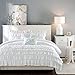 Intelligent Design Comforter Set Twin, Waterfall Multi Layers Ruffle Comforter Set, Shabby Chic Preppy Bedding Set, Soft Twin Comforter Set for Teen Girls, Toss Pillow, Twin/Twin XL White 4 Piece
