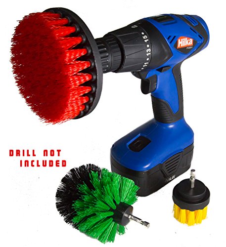 Magnum Power Scrubbing Drill Brush Attachment set, Turbo Scrub Kit of 3 Scrubbing Brushes All Purpose cleaning kit cleans Showers, Bathtub, Toilet, Tiles, Grout, Floors etc Make Your Chores Effortless - Thumbnail 2