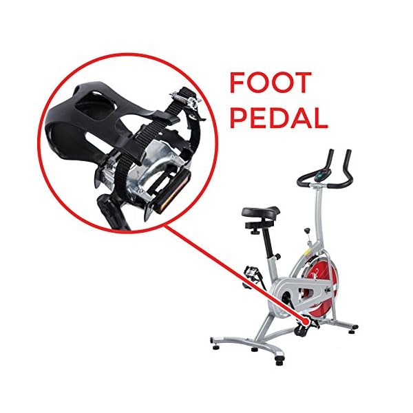 sunny health & fitness indoor exercise stationary bike with digital monitor and 22 lb chromed flywheel
