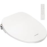 VIVOHOME Smart Heated Bidet Toilet Seat with Remote Control, Self-Cleaning Dual Nozzles for Rear and Front Cleansing, Adjustable Temperature Settings with Warm Air Dryer, Soft Close Lid, Nightlight