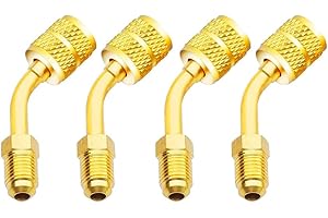 Zoizocp R410A Adapter 5/16 inches SAE Female to 1/4 inches SAE Male Flare for Air Conditioners HVAC, (4 Angled Adapters)