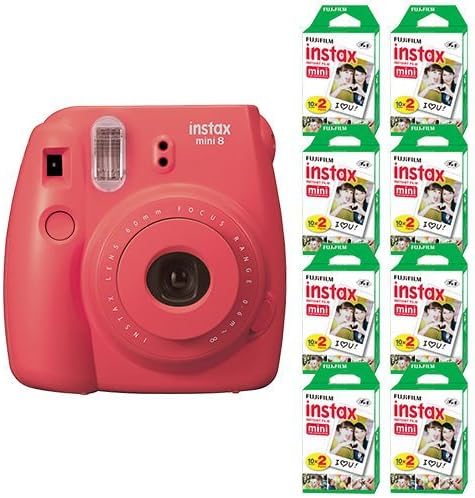 Fujifilm Instax Mini 8 Fuji Instant Film Camera Rasberry+ 160 Sheet Instant Film