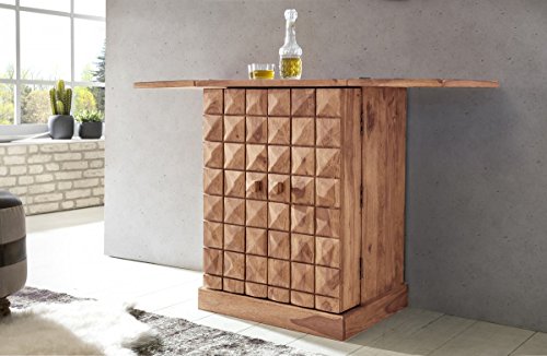 KADIMA DESIGN Hausbar Massivholz Akazie Vitrine ausklappbar Landhausstil Barschrank – Bild 6