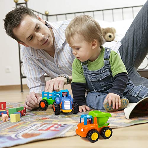LUKAT Friction Powered Cars Construction Vehicles Push and Go Truck Toys for Boys Baby Toddlers Gifts