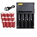CR123A Rechargeable Battery And 4-Slots Universal Battery Charger, Veeki 16340 RCR123A 3.7V 650mAh Protected Li-ion 16340 Batteries 8Packs for High Drain Device (12 Battery+4S Charger)