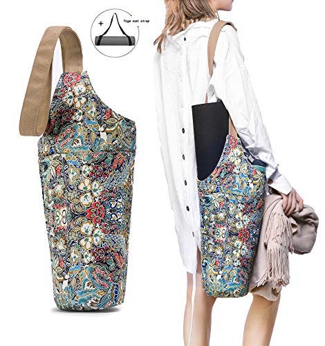 IGUDE Yoga Mat Bag with Large Size Pocket and Zipper Pocket Boho Bag Fit Most Yoga Accessory Yoga Bags and Carriers for Women (Rosemary, Small)