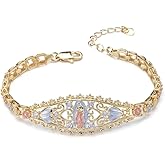 Giffor Religious Jewelry Oro.Laminado Joyas Bracelet For Women Lady Mother's Day Gifts, Tri Color Women's Bracelet, Cuff Crystal Beaded Bracelet Bangle Guadalupe Jewellery Gifts