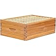 Honey Lake 8 Frame Beehive Medium Super Box, Langstroth Bee Hive Super Box Beehive Starter Kit 100% Beeswax Coated with Frames and Waxed Foundations for Beginners Beekeepers (Unassembled)