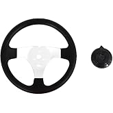 EKDJKK Go-Kart Steering Wheel 300mm Universal Interior Vehicle 3 Spokes Lassic Hardware Accessories Durable for Go Kart Replacement PU Foam ATV with Holes
