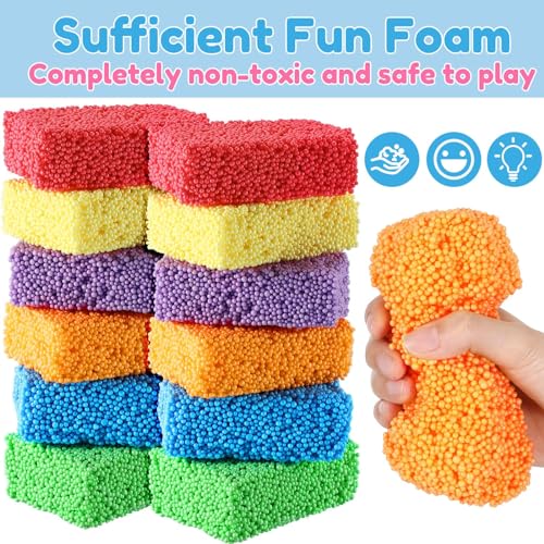 TERRIFI 12 Blocks Modeling Foam Beads for Kids - Foam Clay for Kids Education, Preschool Toys - Develop Creativity, DIY Art Crafts, Never Dries Out Preschool Toys Motor Skills, Use ManyTimes(6 Colors)