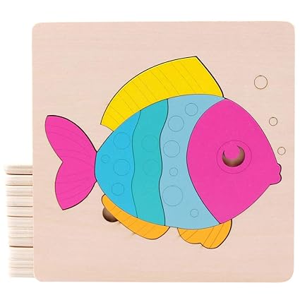 DYTesa Cartoon Wooden Jigsaw Puzzel Kids Educational Toy Macaron Color