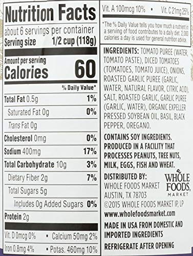 365 EVERYDAY VALUE, ROASTED GARLIC PASTA SAUCE, 25 OZ