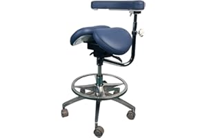 Luxury Ergonomic Split Saddle Chair with Adjustable Armrests & Seat Tilt – Saddle Stool with Wheels & Back Support for Dental
