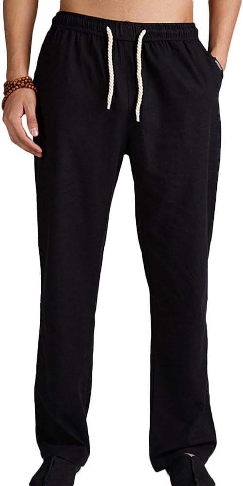 Chickle Men's Summer Lightweight Elastic Waist Linen Pants