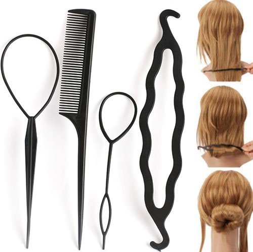 Hair Styling Tools - Hair Styling Tool Kit - 4Pc/Set Braiders Hair Twist Styling Clip Stick Bun Maker Braid Tools Hair Braider Accessories Hot for Women Lady Girls - New Hair Styling Tools