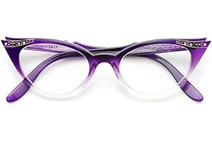 AStyles - Vintage 80s Inspired Fashion Clear Lens Cat Eye Glasses Rhinestones