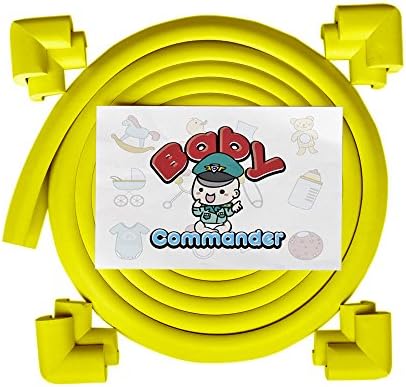 EXTRA SOFTNESS- Baby Proofing 16.2ft Protector Guard Corner Cushion by Baby Commander for Home Safety Table fireplace Furniture Bumper 3M Tape(15ft Edge+8 Corners)(15ft, Yellow)