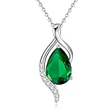 FANCIME May Birthstone Necklace for Women Teardrop
