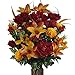 Sympathy Silks Artificial Cemetery Flowers – Realistic Vibrant Roses, Outdoor Grave Decorations - Non-Bleed Colors, and Easy Fit - Fall Mix Bouquet