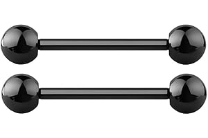 Pierced Owl - 14G G23 Implant Grade Solid Titanium PVD Plated Internally Threaded Nipple Barbells, Sold as a Pair