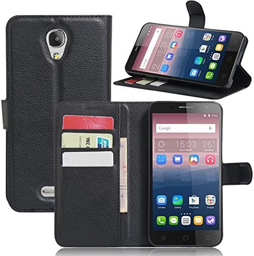 alcatel fierce 4 case,alcatel fierce 4 wallet case with Card Slots,Stand Function,Magnetic Closure Stand Flip Protective Wallet Case Cover for alcatel pop 4 plus case (Black)