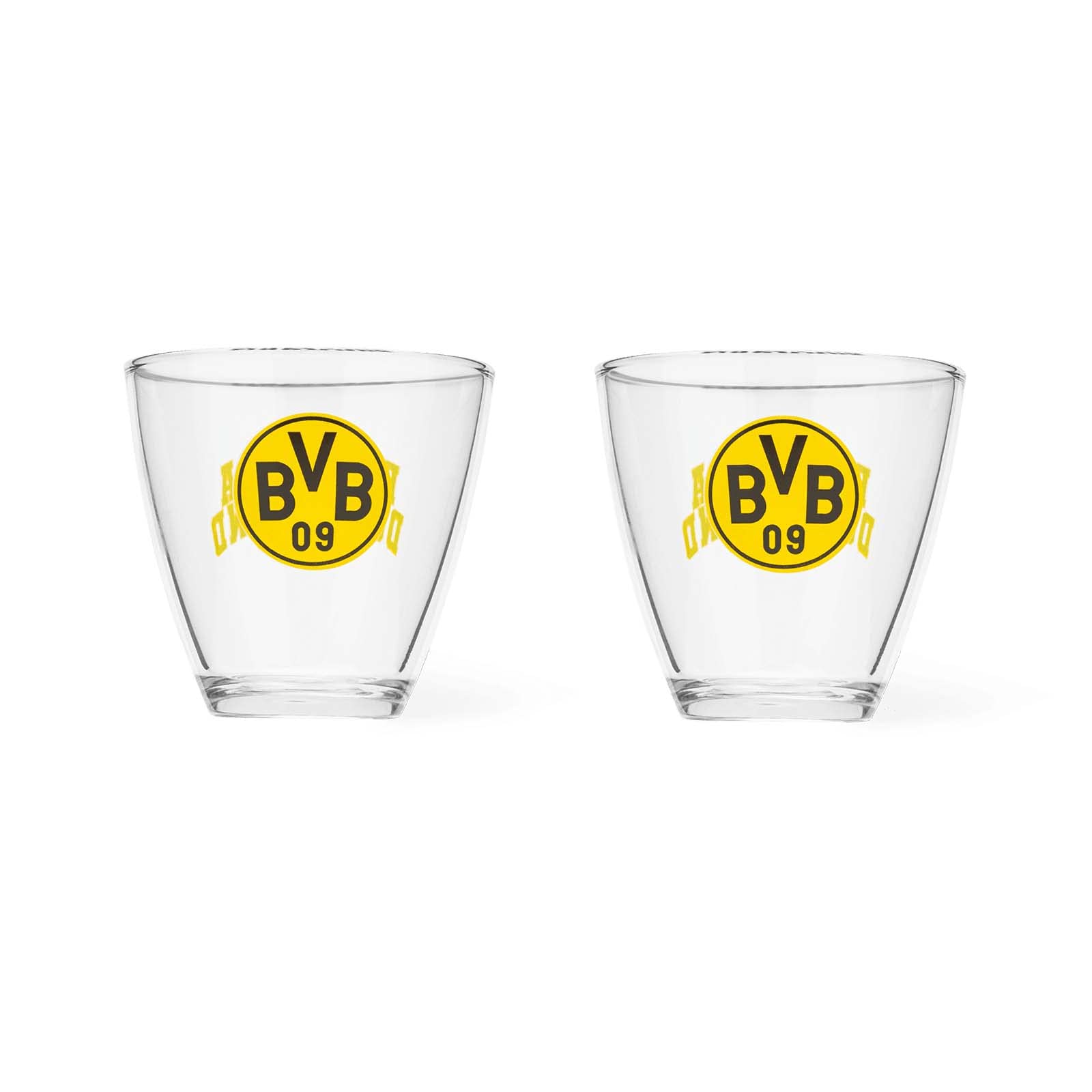 Borussia Dortmund Unisex - Adult BVB Water Glasses Set of 2 Water Glasses, Black, One Size EU