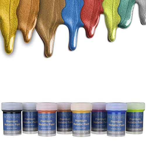 Premium Metallic Paints by individuall - Professional Grade Metallic Paint Set - Acrylic Hobby Paints Made in Germany - Craft Paint Set with 8 Vivid Colors - Great for Beginners, Students, Artists