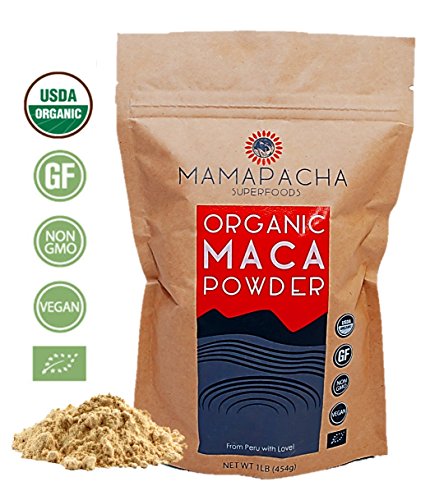 Maca Powder Organic Raw 1LB (454g) - 100% USDA Certified Premium Peruvian Yellow Maca Root Powder. Natural Vegan Supplement. Supports hormonal