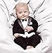 LJYH Baby Boy Romper Tuxedo Jumpsuit Gentleman One-piece Romper Bowtie Bodysuit, Black, 13-18 months
