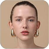 VULETO Extra Large Big Drop Earrings for Women, Oversized Chunky Gold Hoop Earrings Lightweight Hypoallergenic Gold Plated Earring Fashion Jewelry