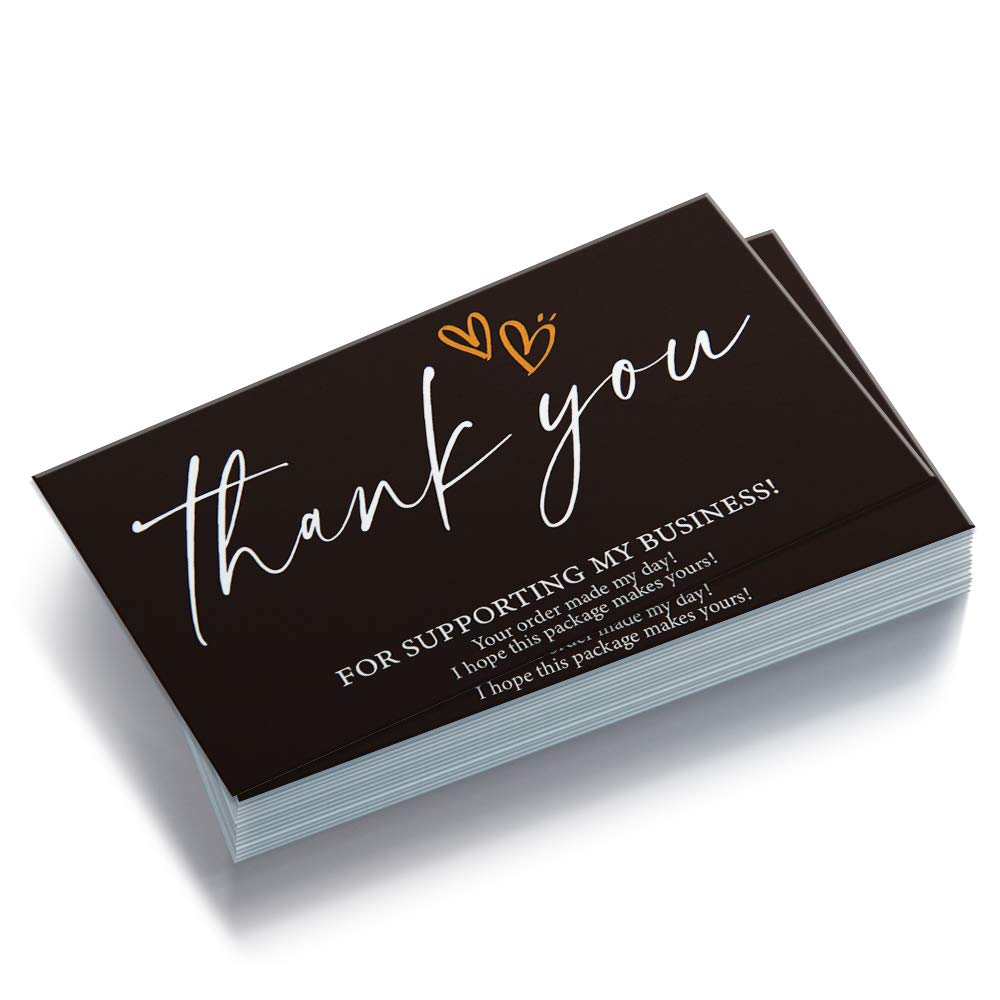 50 Black & White Simple Design Thank You Cards Thank You for Supporting My Business Cards (3.5 x 2 Inches) for Online, Retail Store, Handmade Goods, Customer Package Inserts, Back Blank
