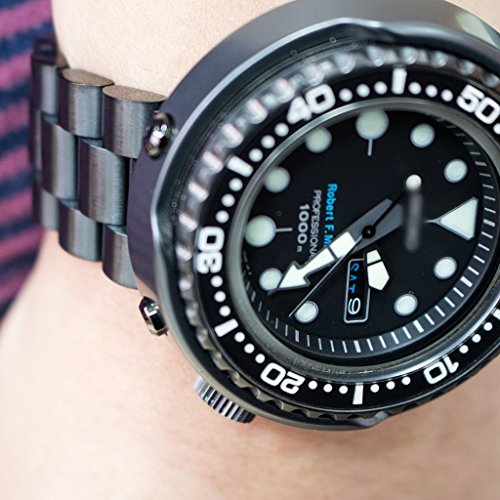 215mm-Endmill-316L-Stainless-Steel-Watch-Bracelet-for-Seiko-Tuna-Wetsuit-Ratchet-PVD-Black