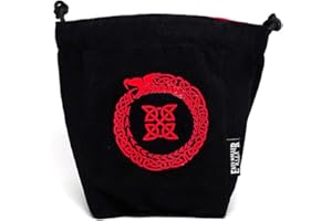 EASY ROLLER DICE CO. Reversible Large Microfiber Dice Bag – Self Standing and Holds over 250 Polyhedral Dice with Drawstring Tie – Multiple Designs Available (Ouroboros)