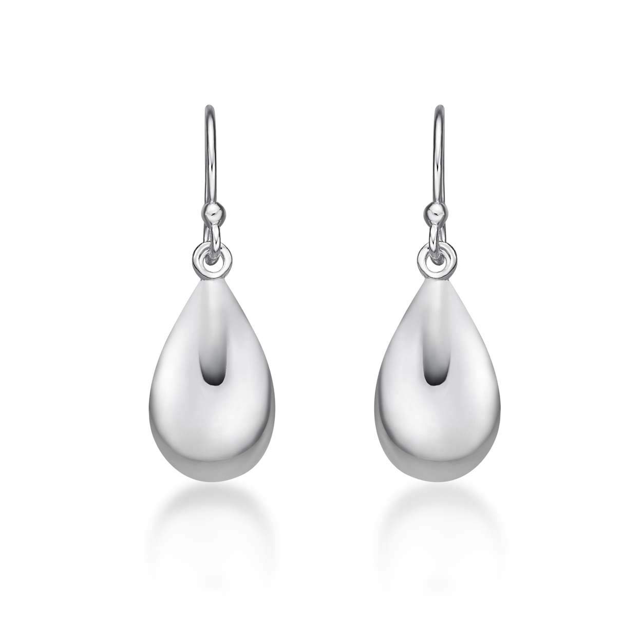 Diamond Treats Plain Polished 925 Sterling Silver Tear Drop Earrings. The Highly Polished Contemporary Design Sterling Silver Earrings with Fishhook Backs are a Lovely Gift for Women